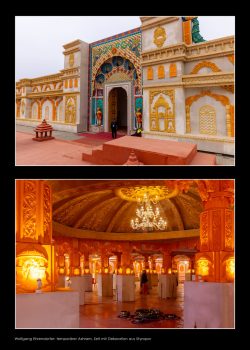 Temporärer Ashram, Zelt mit Dekorationen aus Styropor